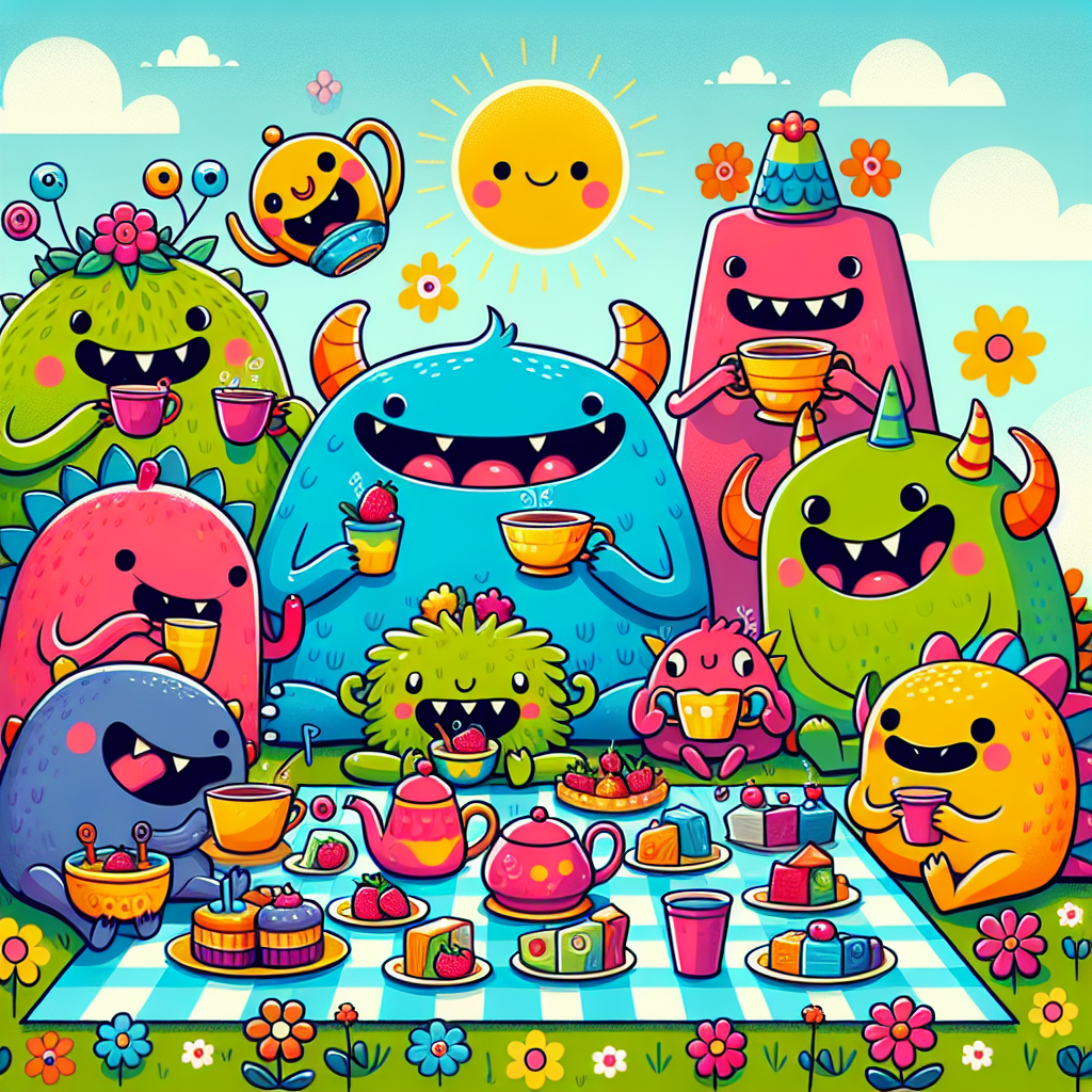 Friendly Monster Tea Party Diamond Painting