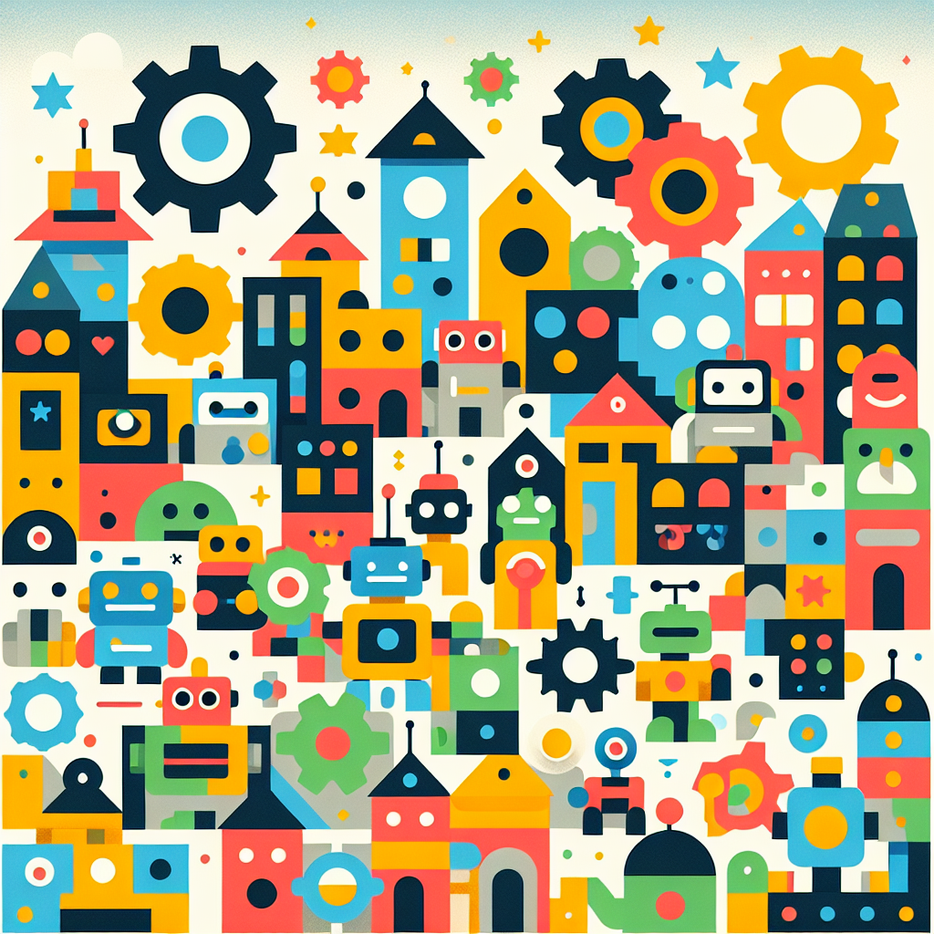 Playful Robot Town Paint By Color