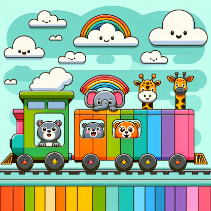 Happy Animal Train Ride Paint By Diamonds