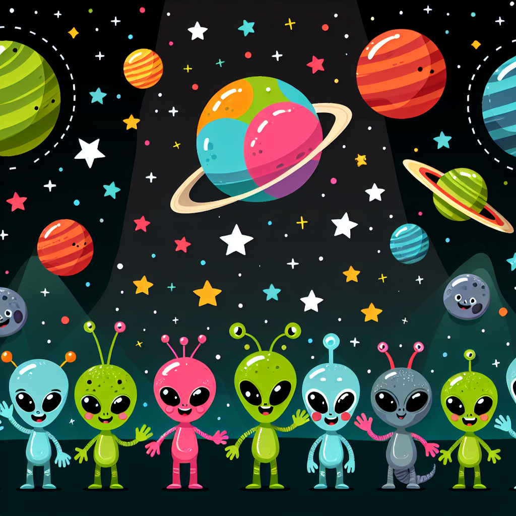 Space Adventure With Alien Friends Paint By Diamond