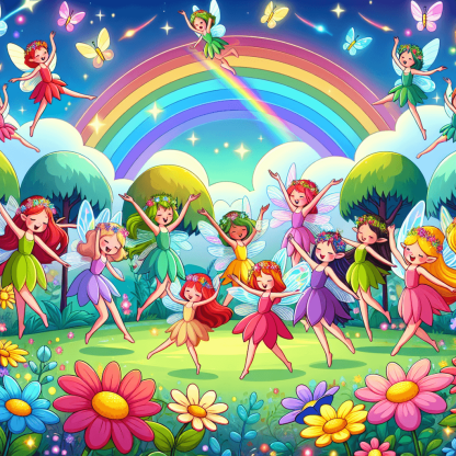Dancing Rainbow Fairies Paint By Diamonds Art