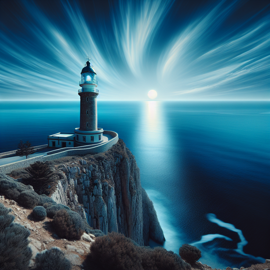 Historic Lighthouse On Cliff Painting By Diamonds Kit