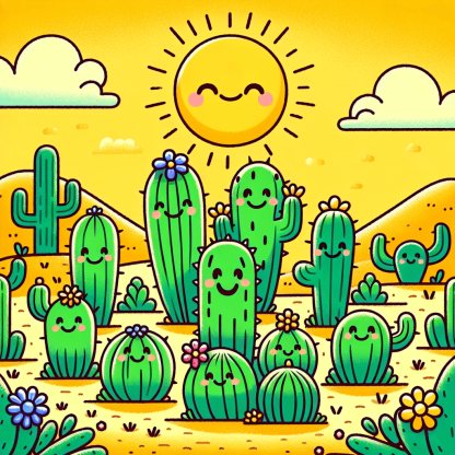 Charming Cactus Garden Paint By Color