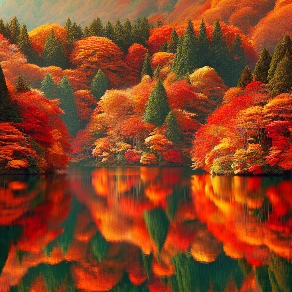 Reflective Autumn Lake Painting Diamond Kit