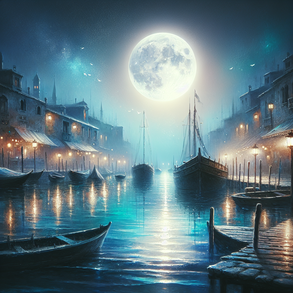 Tranquil Moonlit Harbor Painting Diamond Kit