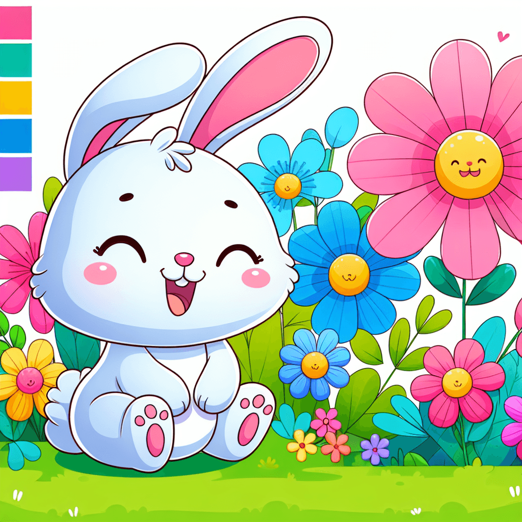 Giggly Bunny In Flowers Paint By Diamonds Art