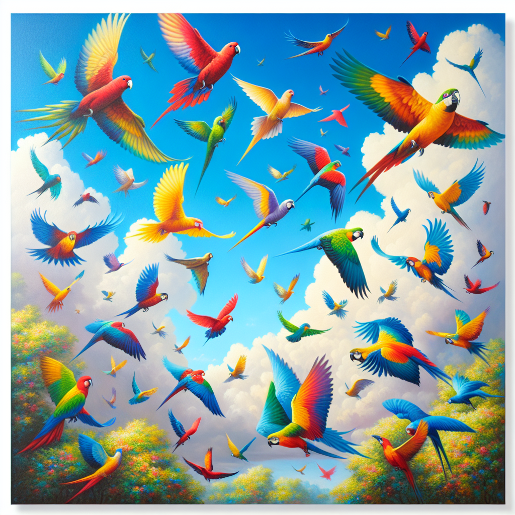 Colorful Bird Parade Painting By Diamonds Kit