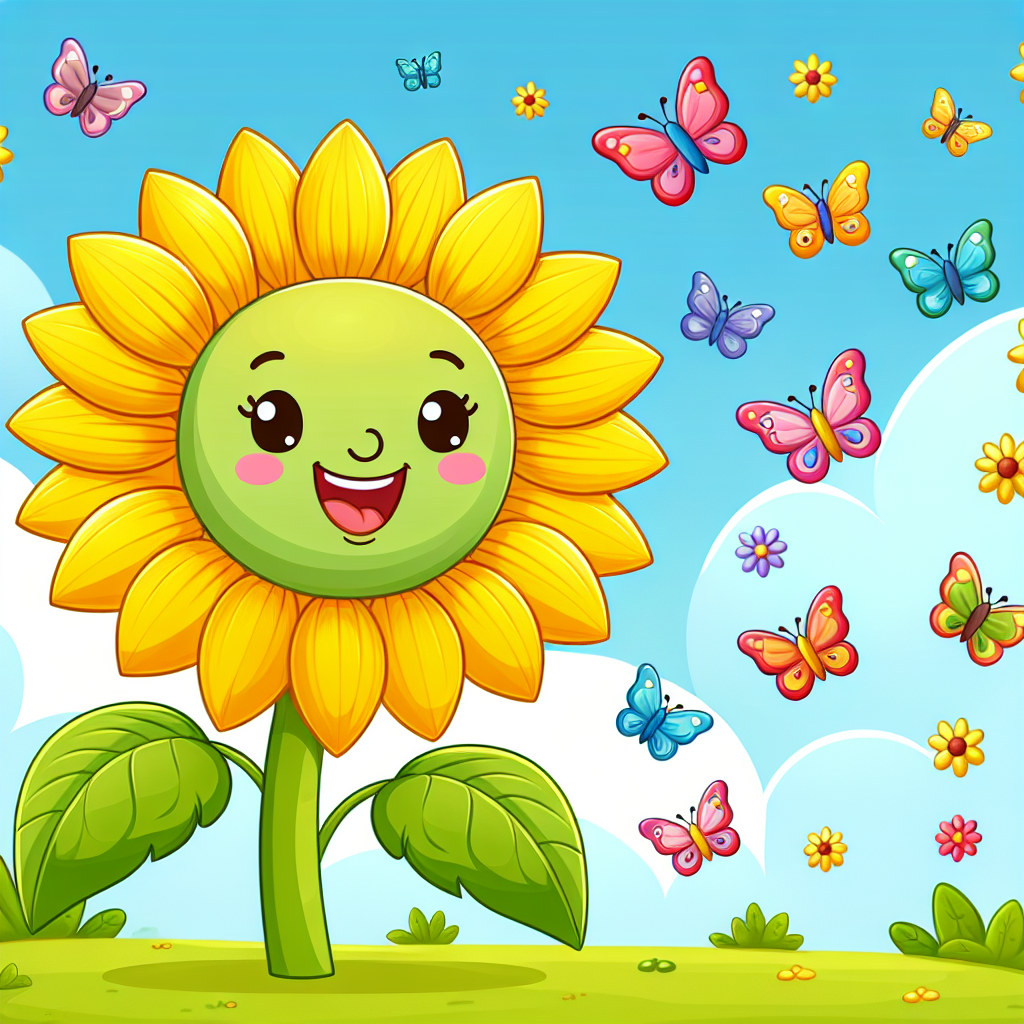 Smiling Sunflower And Butterflies Paint By Diamonds Kits