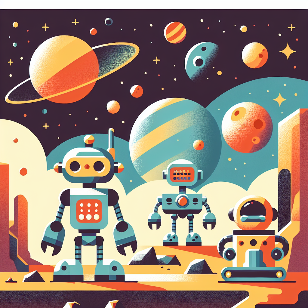 Space Robots In Action Painting Diamond Kit