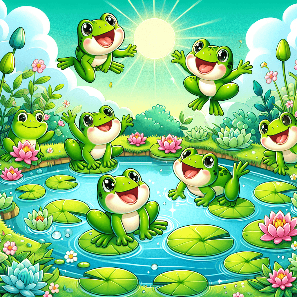 Friendly Frogs At Play Paint By Color