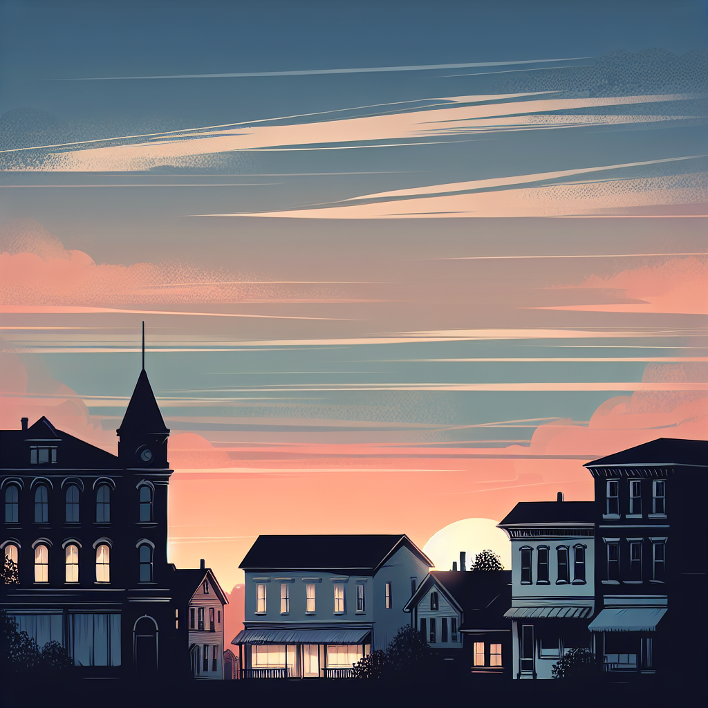 Silhouette Of A Quiet Town Diamond Painting