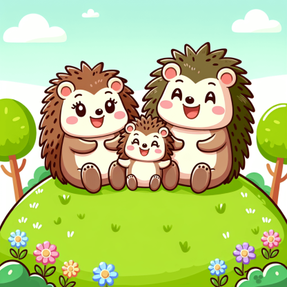 Cute Hedgehog Family Paint By Diamonds Art