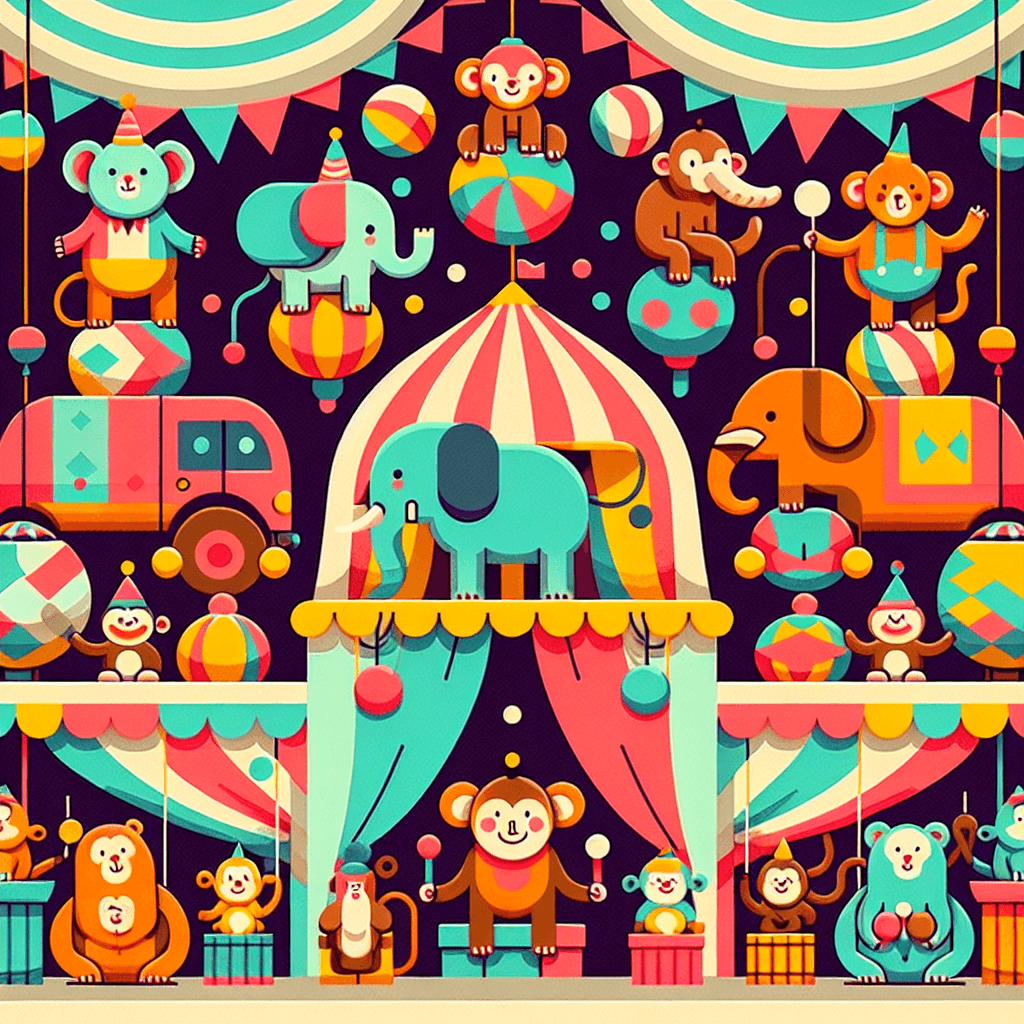 Funny Animal Circus Painting By Diamonds Kit