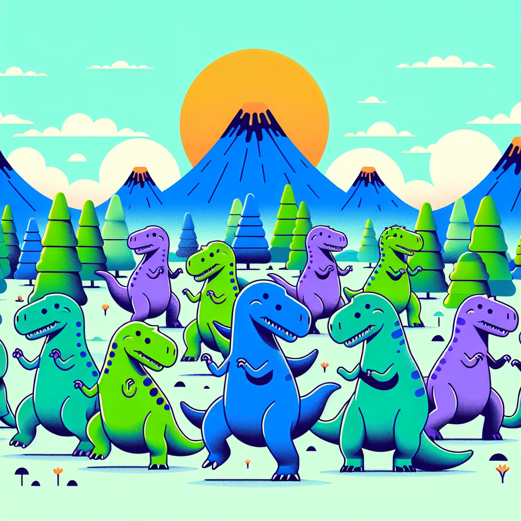 Daring Dinosaur Dance Party Paint By Diamonds Art