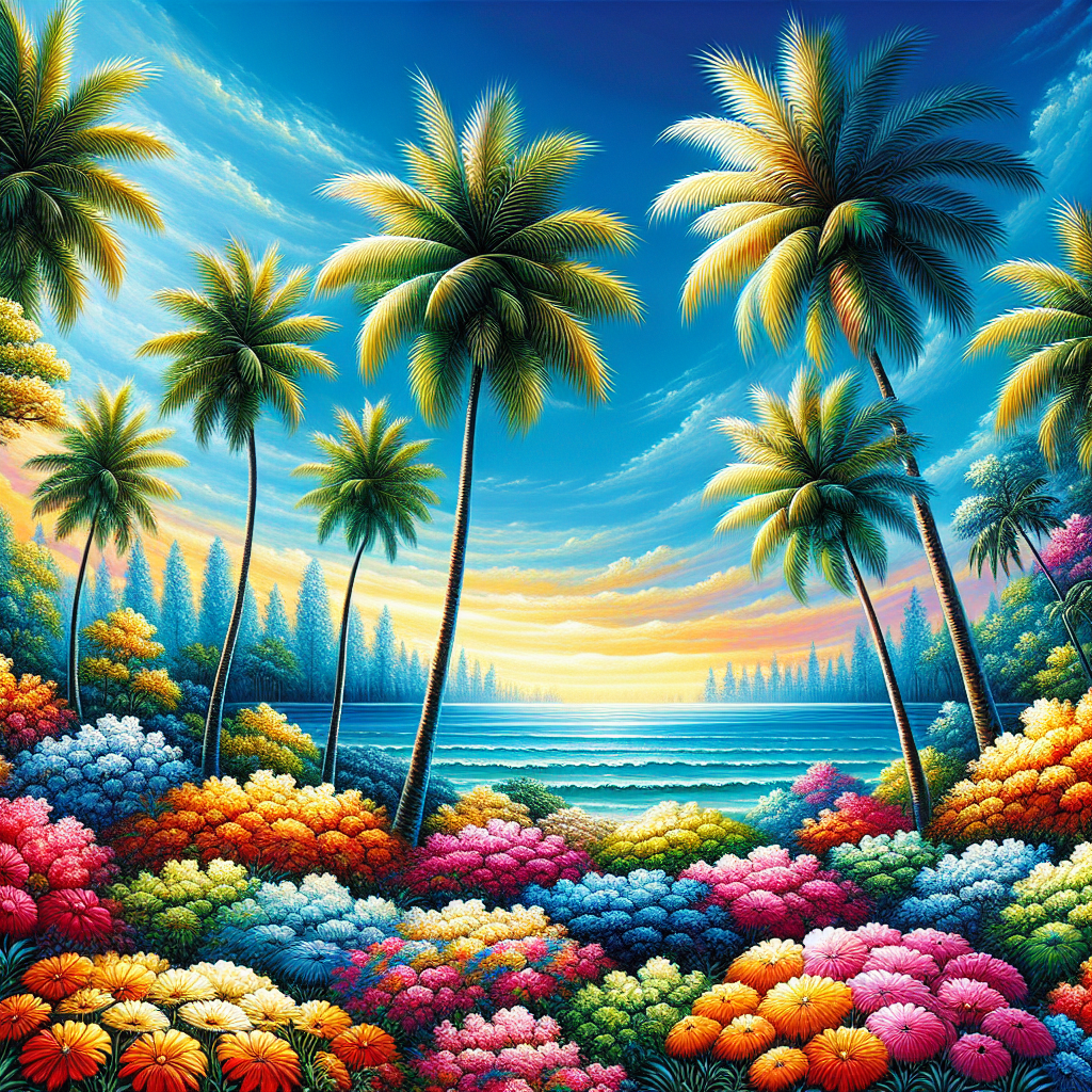 Lush Tropical Landscape Painting By Diamonds Kit