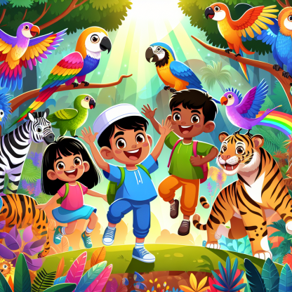 Jungle Adventure Explorers Painting By Diamonds Kit