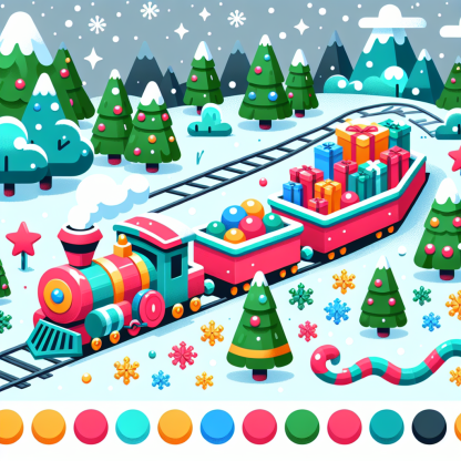 Festive Holiday Train Paint By Diamonds