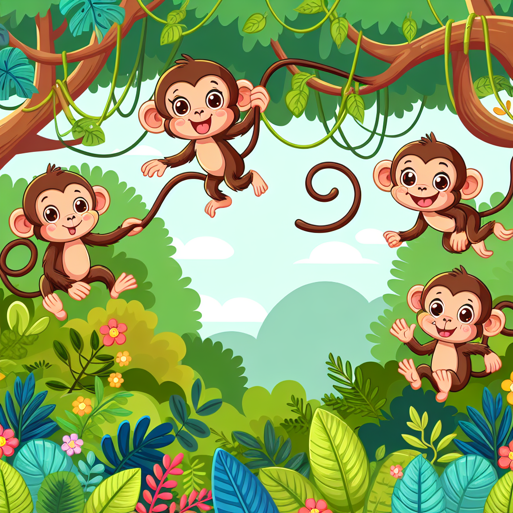 Friendly Forest With Mischievous Monkeys Paint By Diamond
