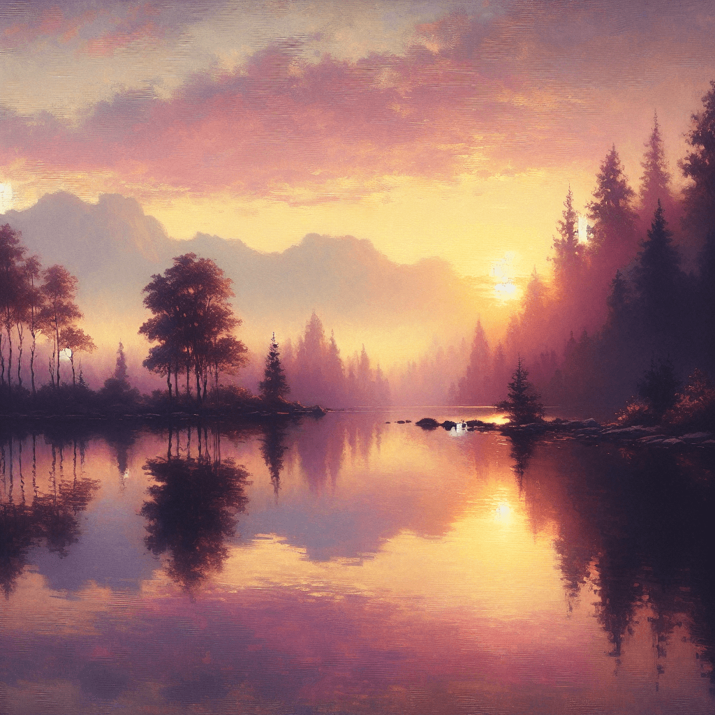Serene Lakeside Sunrise Diamond Painting
