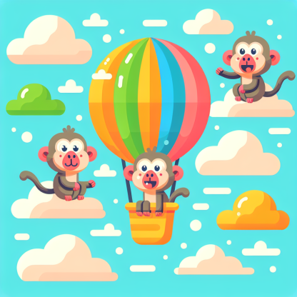 Ballooning Baboons Painting Diamond Kit