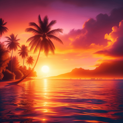 Gorgeous Tropical Sunset Paint By Diamonds