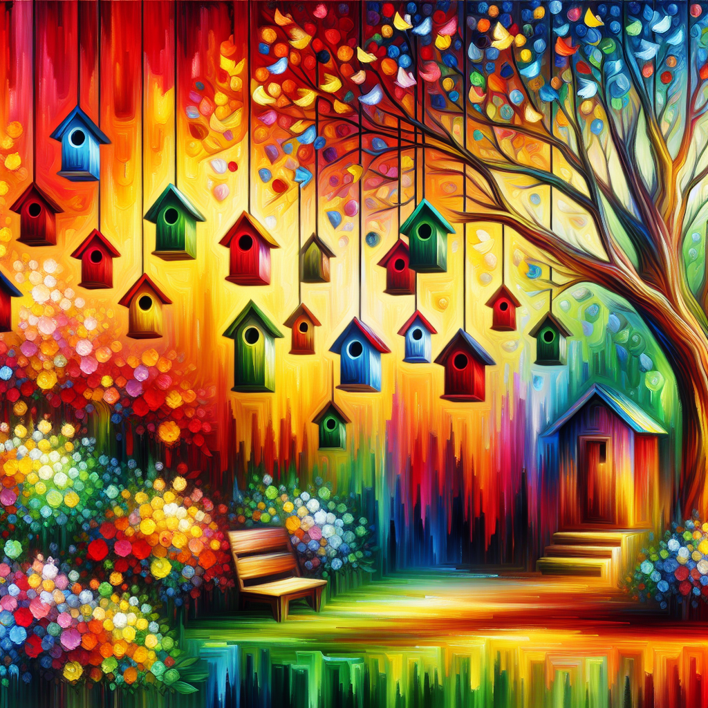 Colorful Birdhouses In Spring Paint By Diamonds