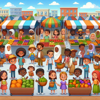 Busy Market Day Paint By Diamonds Kits