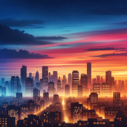 Twilight In The City Painting By Diamonds Kit