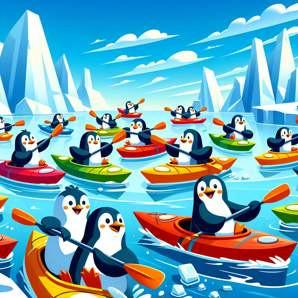 Penguin Paddle Party Paint By Diamonds Art