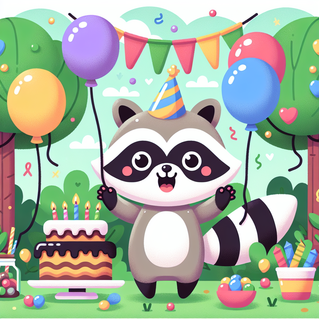 Silly Raccoon Party Diamond Painting