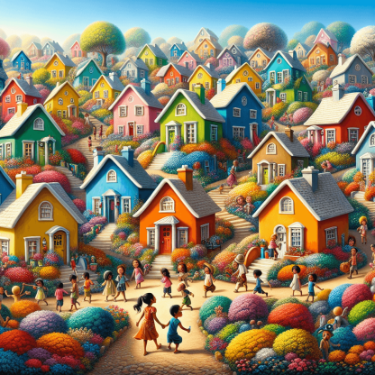 Vibrant Village Painting Diamond Kit