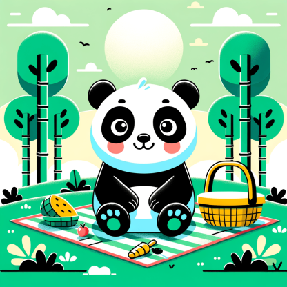 Gentle Panda's Picnic Adventure Painting Diamond Kit