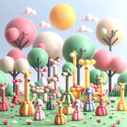 Festive Balloon Animals Painting By Diamonds Kit