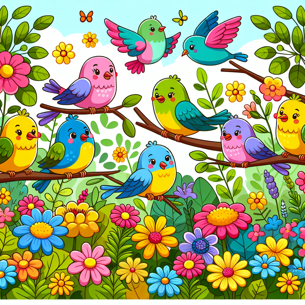 Rainbow Birds Singing Paint By Color