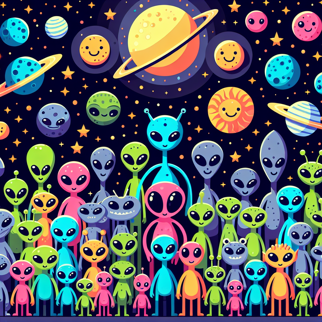 Galaxy Of Friendly Aliens Diamonded Painting Kits