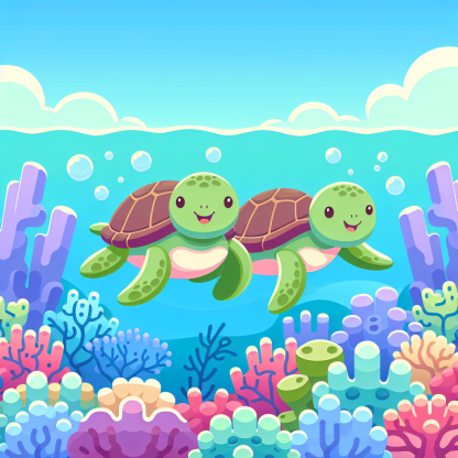 Underwater Utopia Turtles Paint By Diamond