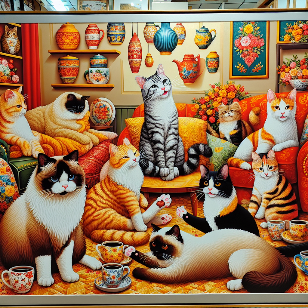 Charming Cat Cafe Paint By Diamonds Art