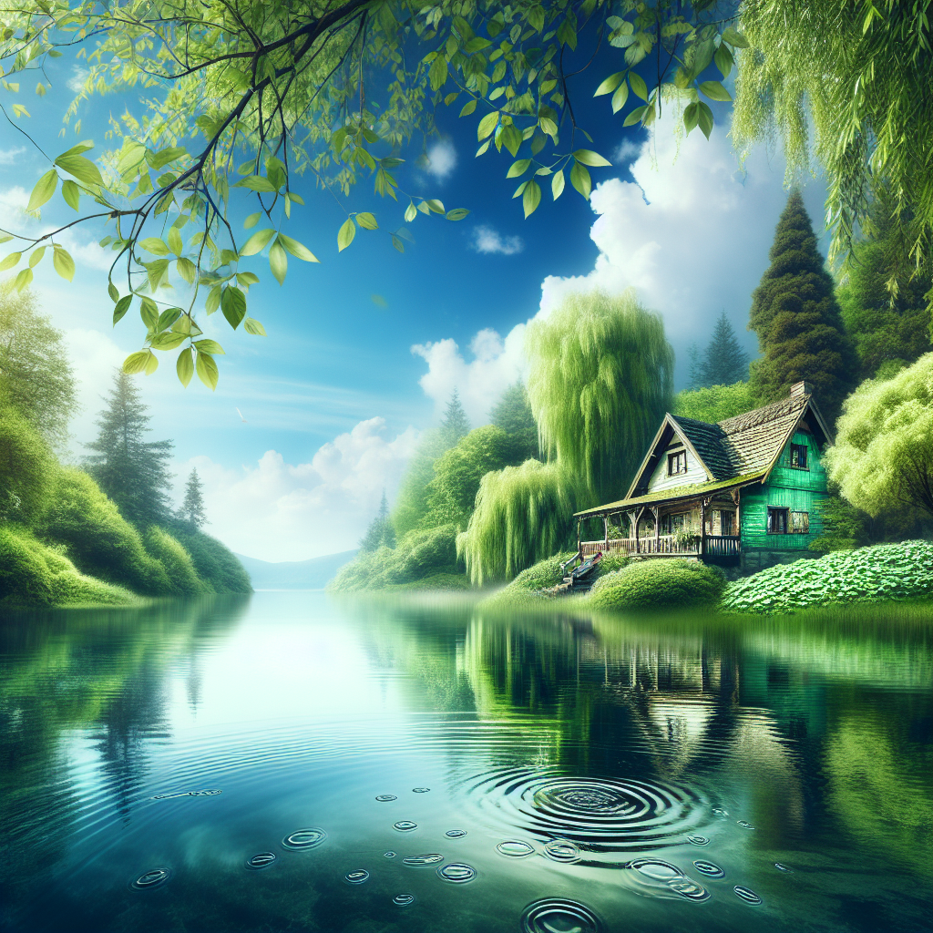 Dreamy Cottage Lake View Painting By Diamonds Kit
