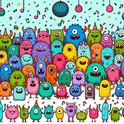Silly Monster Dance Party Paint By Diamonds Kits