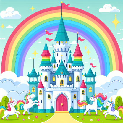 Magical Unicorn Castle Paint By Diamonds Art