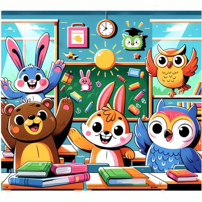 Silly Animal School Painting By Diamonds Kit