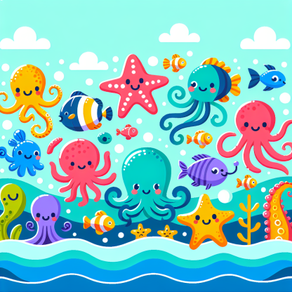 Colorful Sea Creatures Paint By Diamond