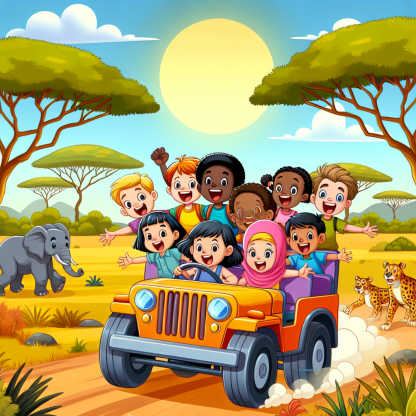 Adventurous Safari Friends Painting By Diamonds Kit