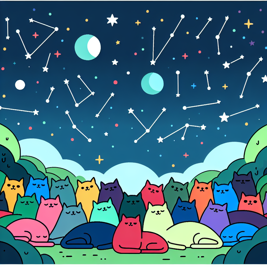 Celestial Cats' Stargazing Night Paint By Diamonds Art