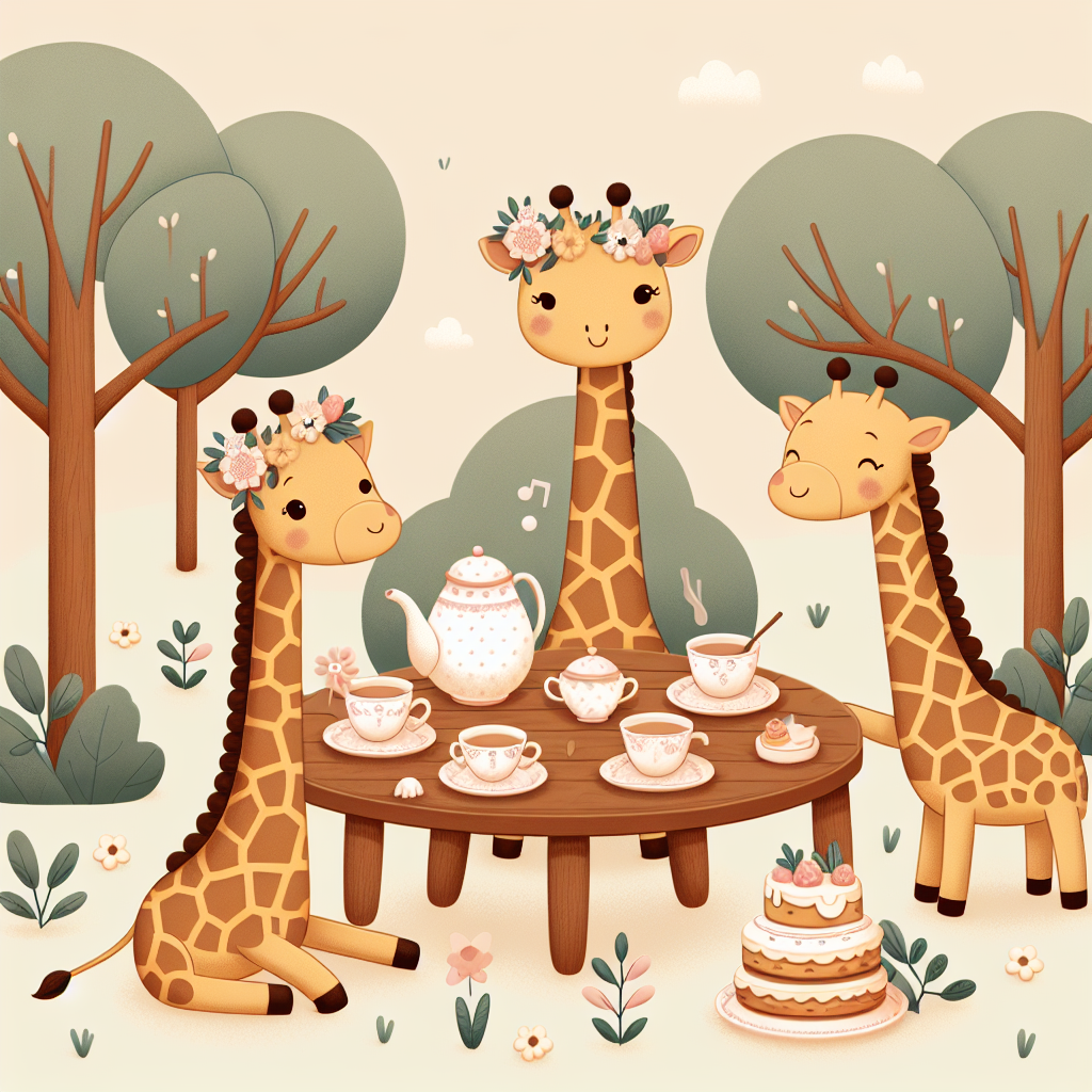 Giraffe's Gentle Giant Tea Party Painting Diamond Kit