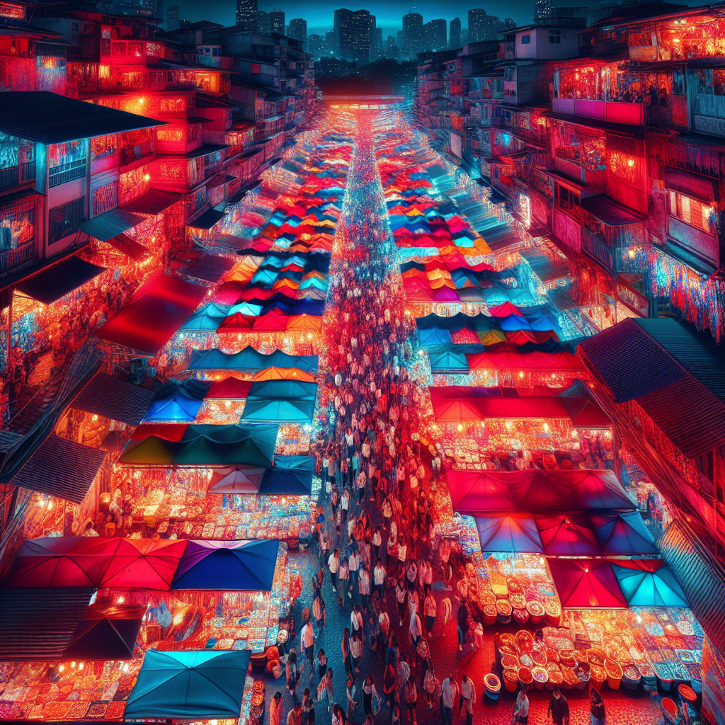 Dynamic Night Market Scene Diamonded Painting Kits
