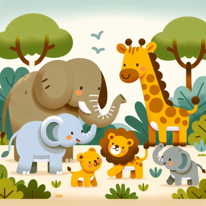 Joyful Wild Animals Painting By Diamonds Kit