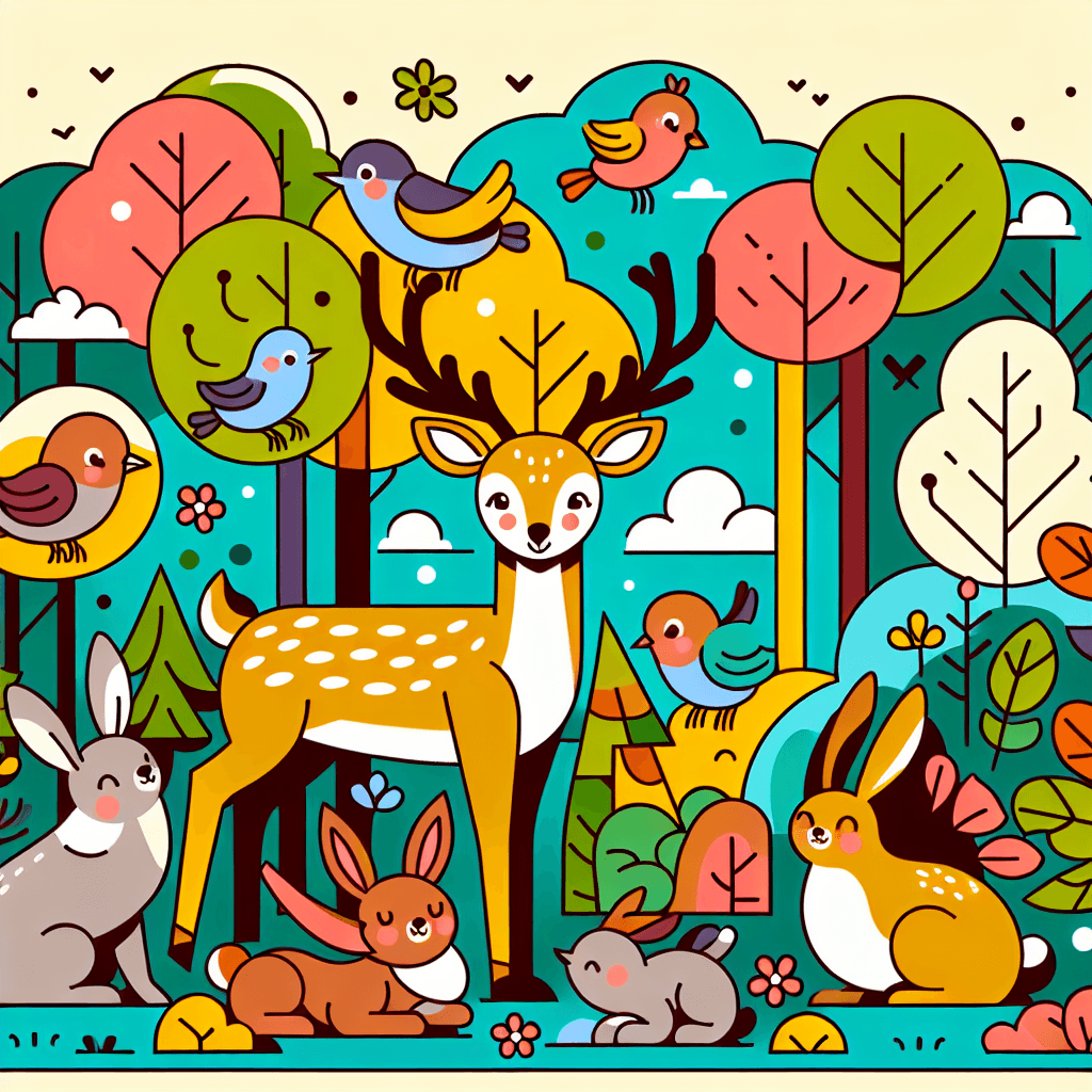 Happy Forest Creatures Paint By Diamonds Art