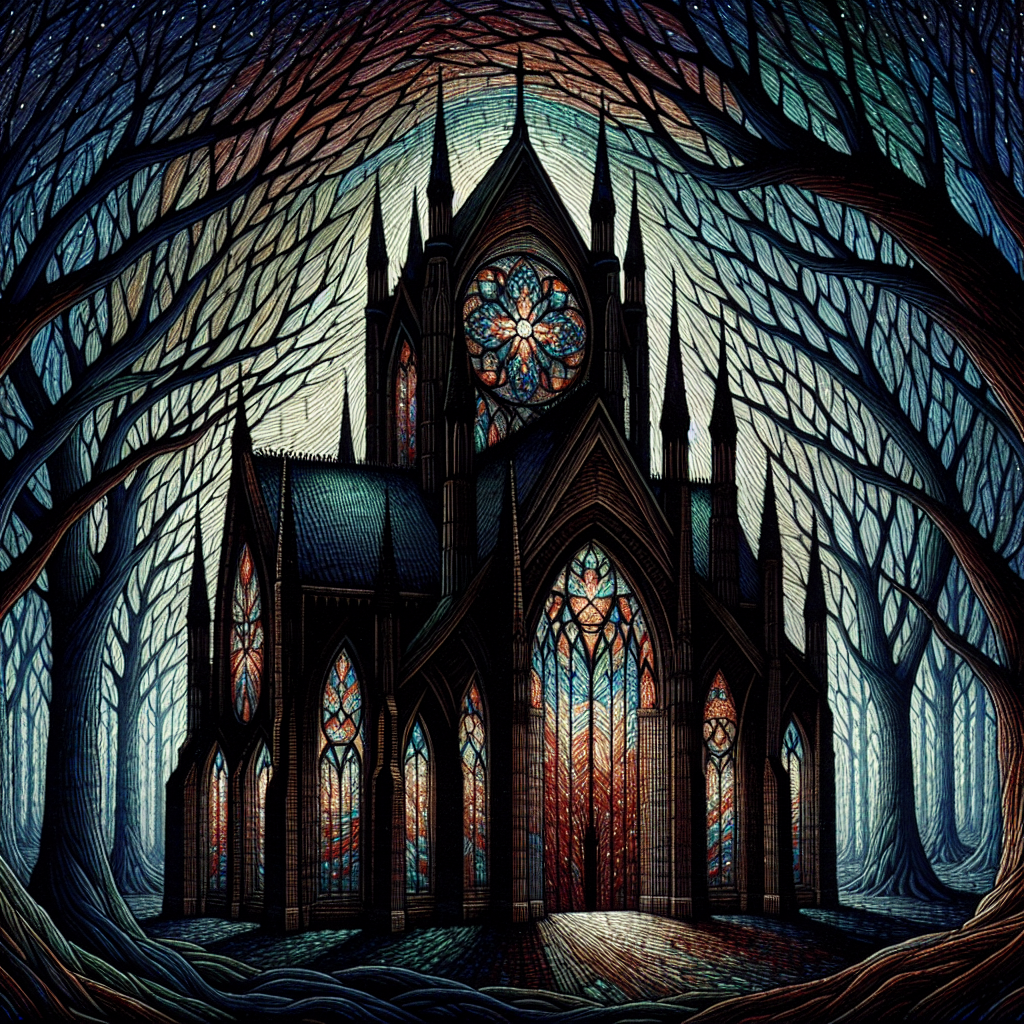Gothic Chapel Shadows Painting Diamond Kit