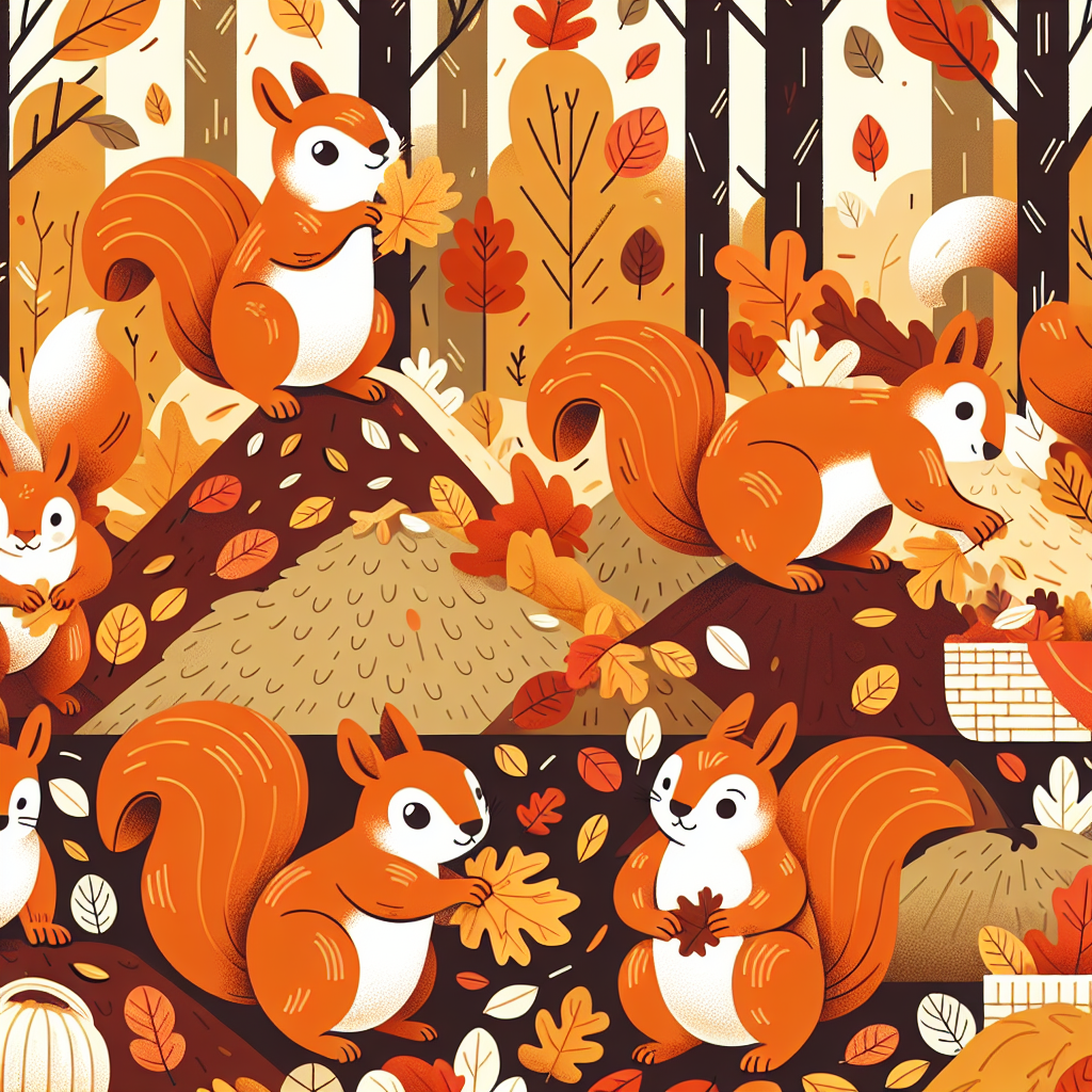 Autumn Forest With Leaf-Collecting Squirrels Paint By Diamond
